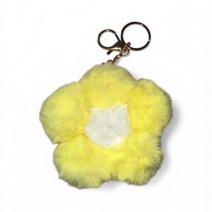 Fluffy Yellow Floral Keychain